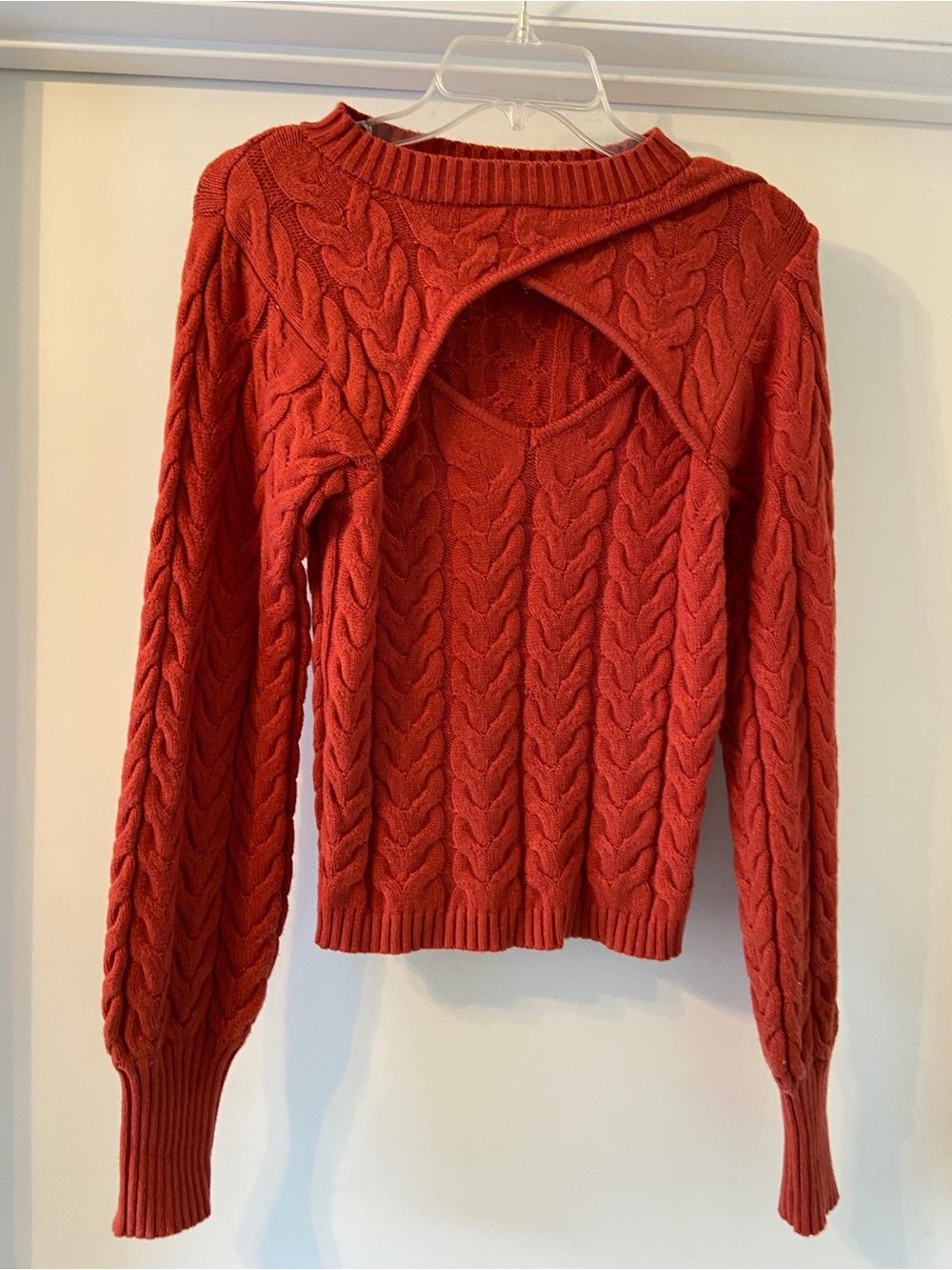 Women’s Cable Knit Sweater in Rust Red
